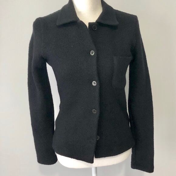 J Crew wool black button down jacket  Size small preppy classic - Picture 1 of 6